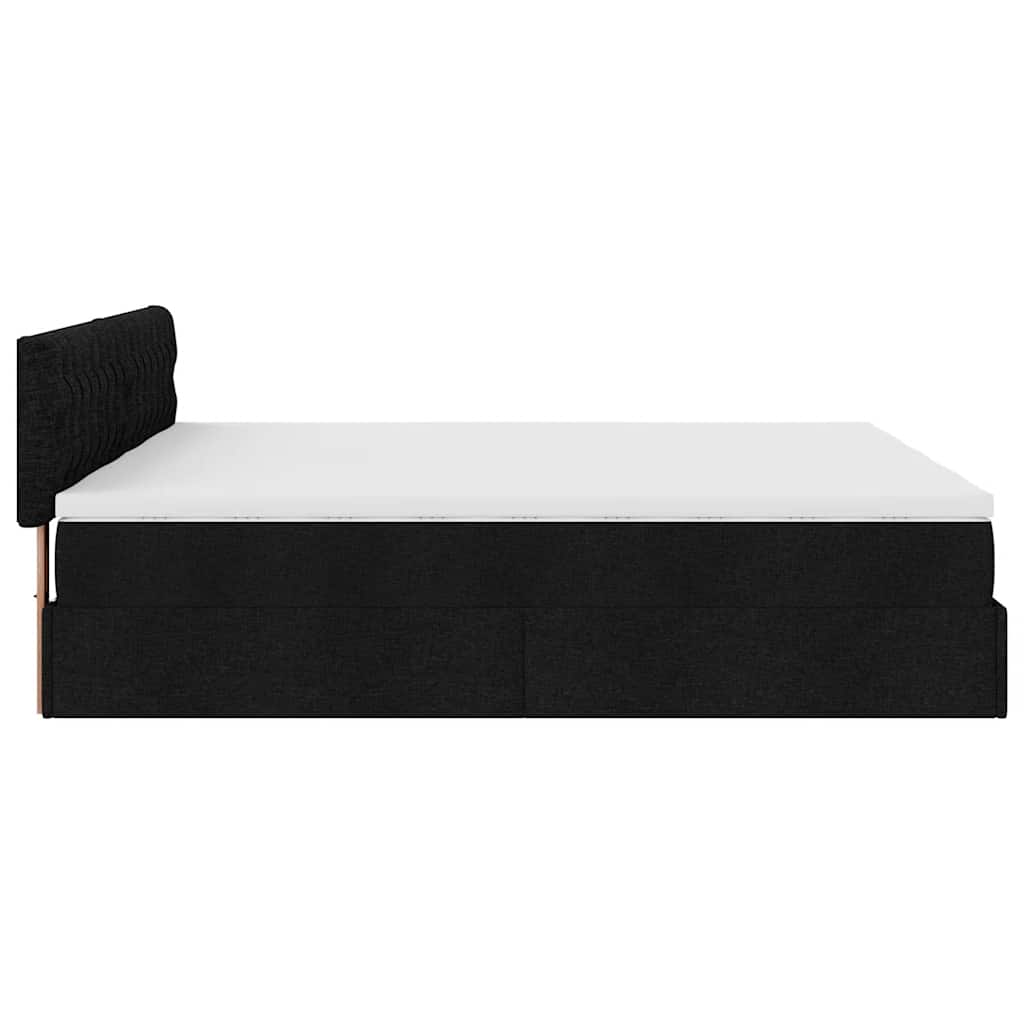 Struttura Letto Pouf con Materassi Nero 160x200 cm in Tessuto | homemem39