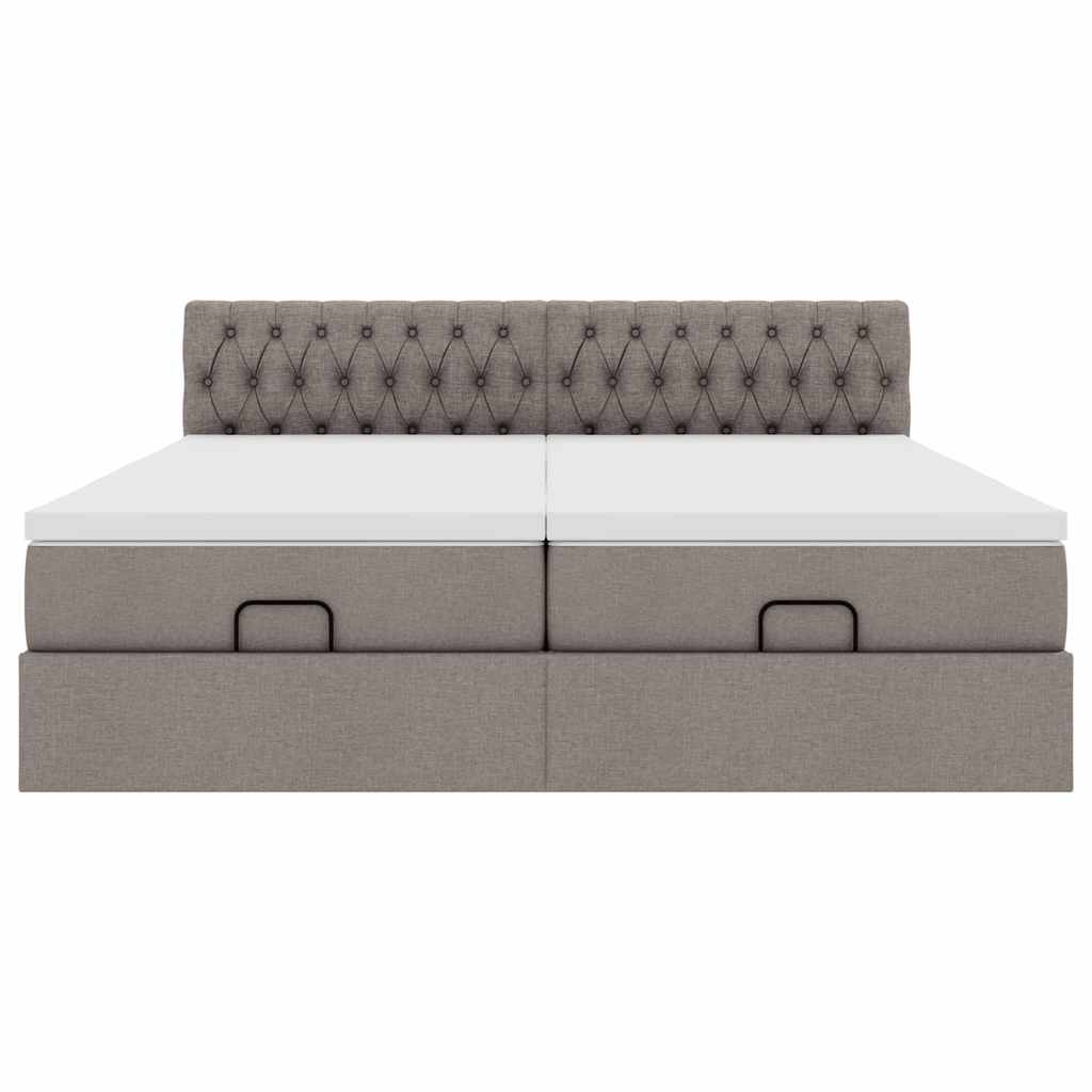 Struttura Letto Pouf con Materassi Tortora 160x200cm in Tessuto