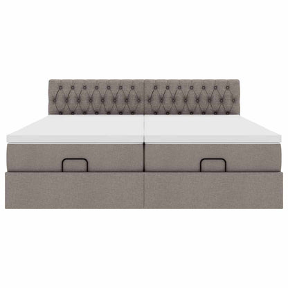 Struttura Letto Pouf con Materassi Tortora 160x200cm in Tessuto