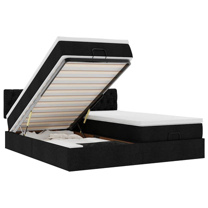 Struttura Letto Pouf con Materassi Nero 180x200 cm in Tessuto - homemem39