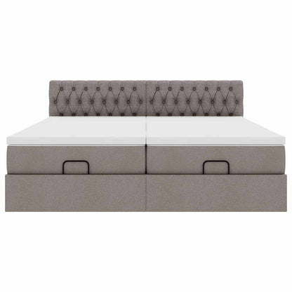 Struttura Letto Pouf con Materassi Tortora 180x200cm in Tessuto