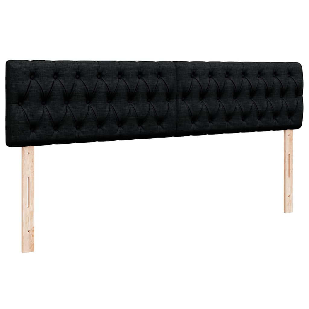Struttura Letto Pouf con Materassi Nero 200x200 cm in Tessuto