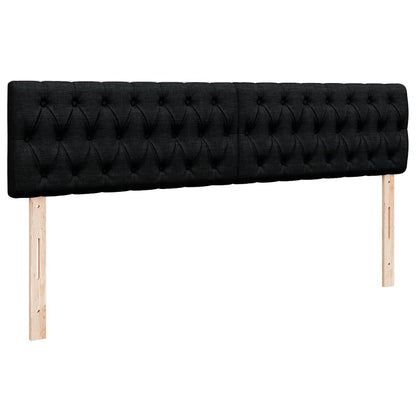 Struttura Letto Pouf con Materassi Nero 200x200 cm in Tessuto