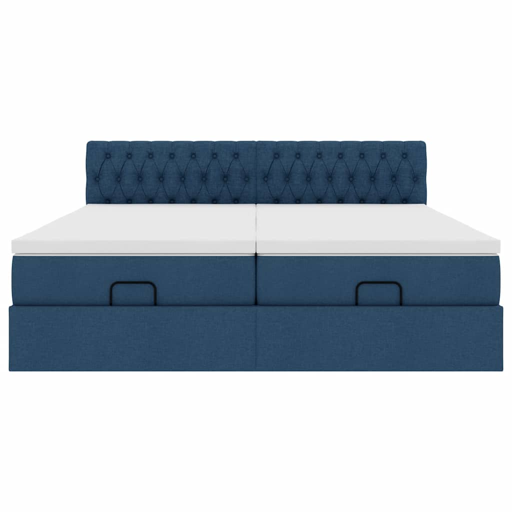 Struttura Letto Pouf con Materassi Blu 200x200 cm in Tessuto | homemem39