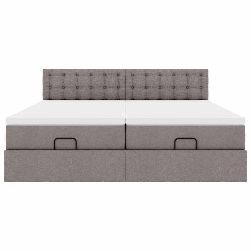 Struttura Letto Pouf con Materassi Tortora 160x200cm in Tessuto