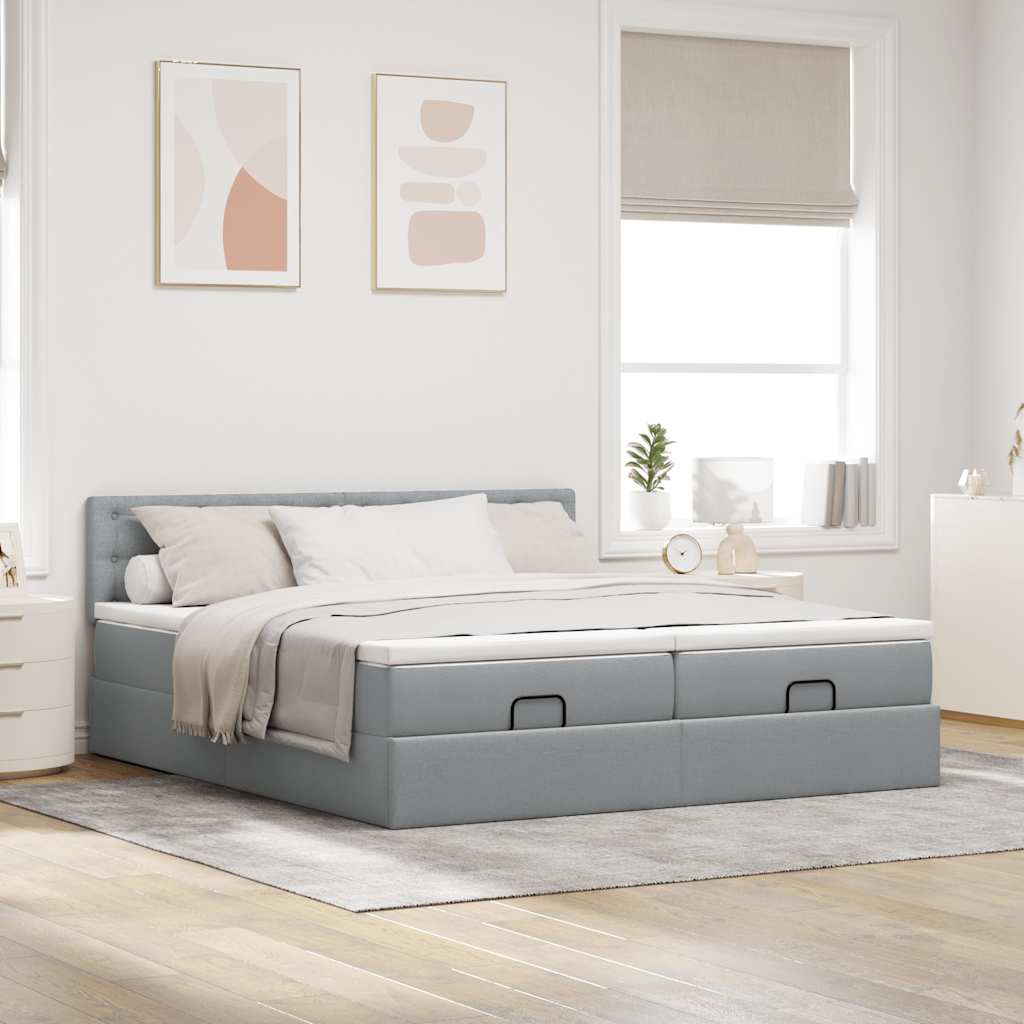 Struttura Letto Pouf con Materassi 180x200 cm in Tessuto | homemem39