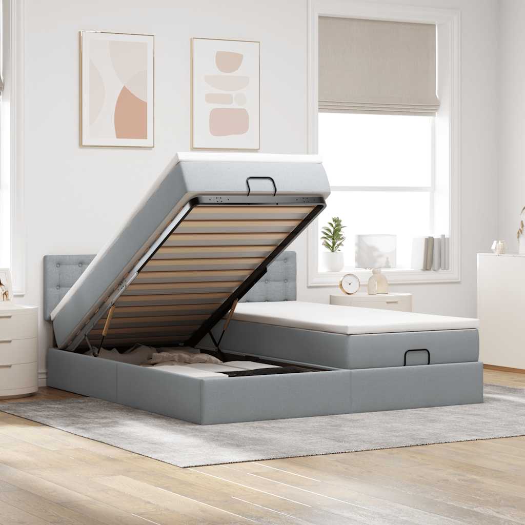 Struttura Letto Pouf con Materassi 180x200 cm in Tessuto | homemem39