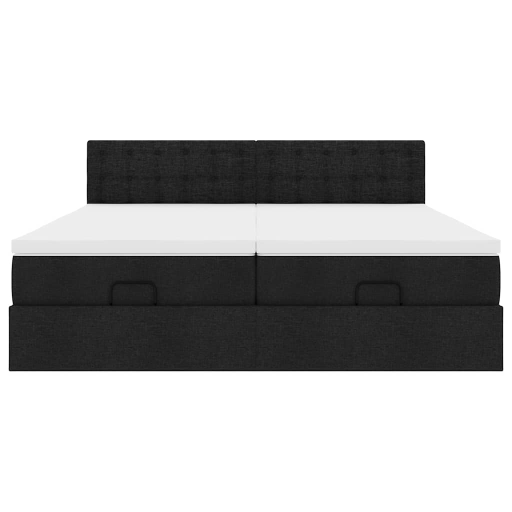 Struttura Letto Pouf con Materassi Nero 180x200 cm in Tessuto | homemem39