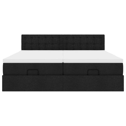 Struttura Letto Pouf con Materassi Nero 180x200 cm in Tessuto | homemem39