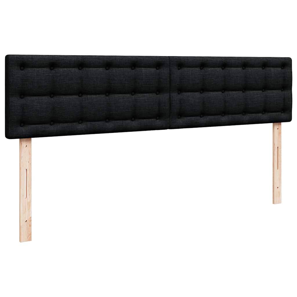 Struttura Letto Pouf con Materassi Nero 180x200 cm in Tessuto