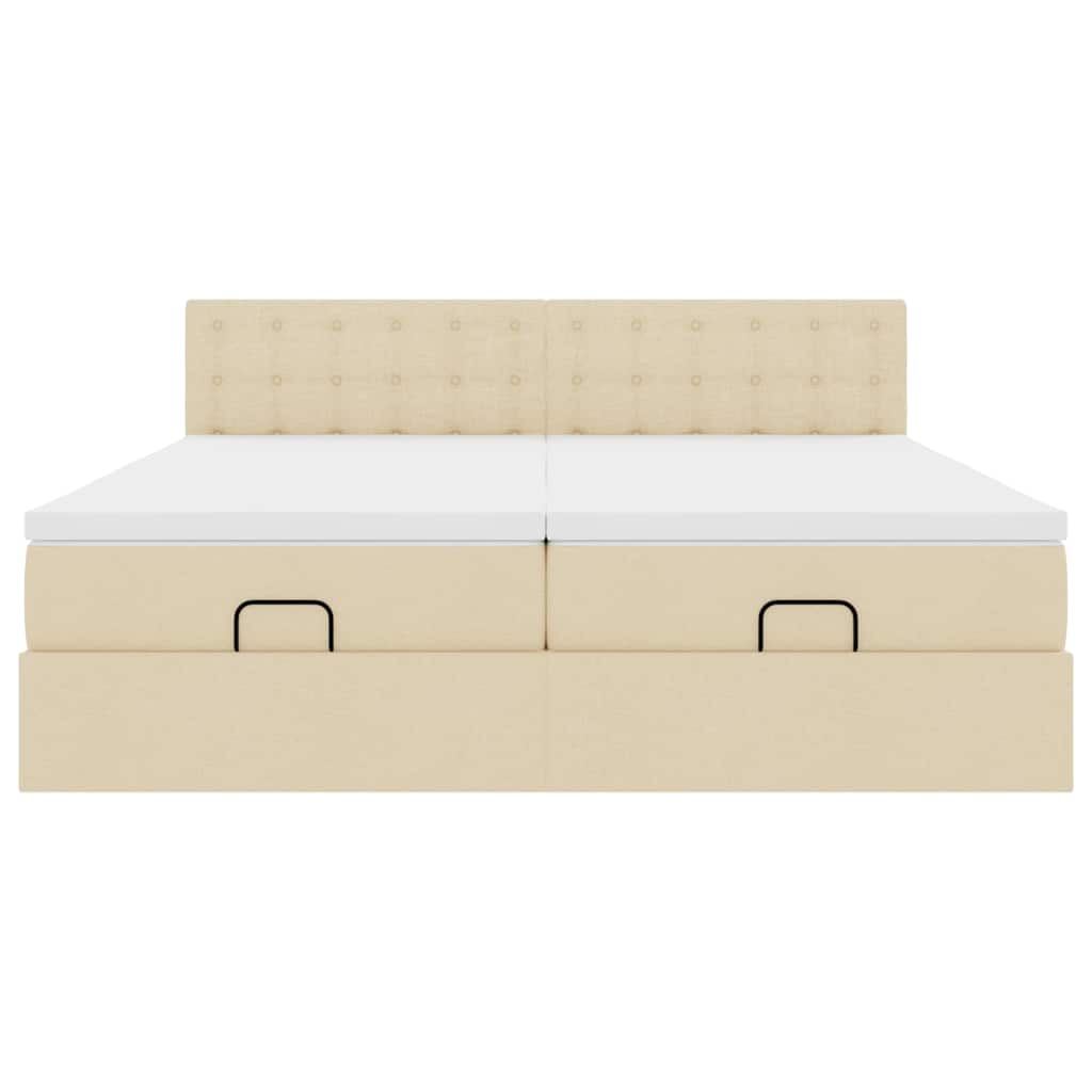 Struttura Letto Pouf con Materassi Crema 180x200 cm in Tessuto | homemem39