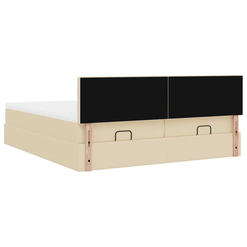 Struttura Letto Pouf con Materassi Crema 180x200 cm in Tessuto | homemem39