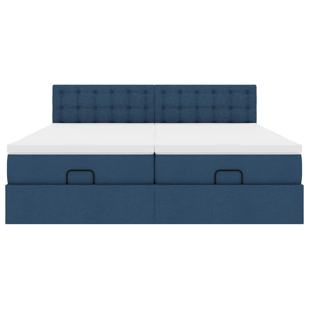 Struttura Letto Pouf con Materassi Blu 180x200cm in Tessuto | homemem39