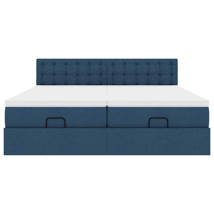 Struttura Letto Pouf con Materassi Blu 200x200 cm in Tessuto | homemem39