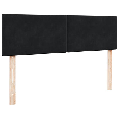 Struttura Letto Pouf con Materassi Nero 160x200 cm in Velluto
