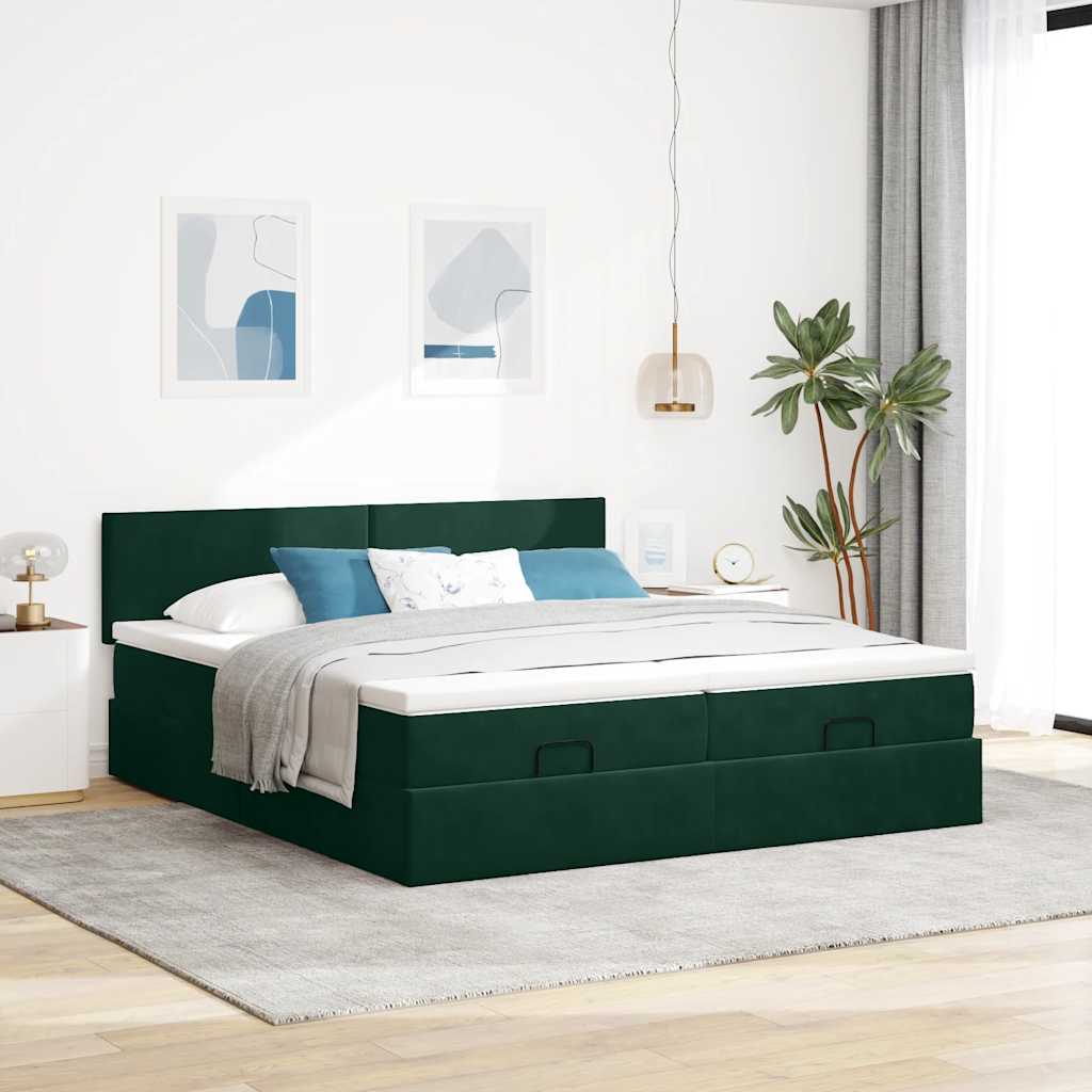 Struttura Letto Pouf con Materassi 160x200 cm Velluto | homemem39