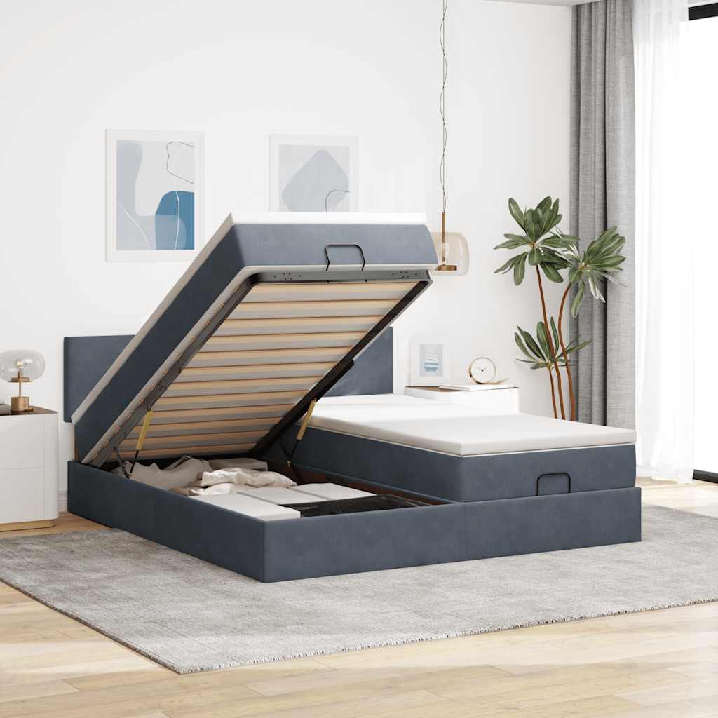 Struttura Letto Pouf con Materassi 180x200 cm Velluto | homemem39