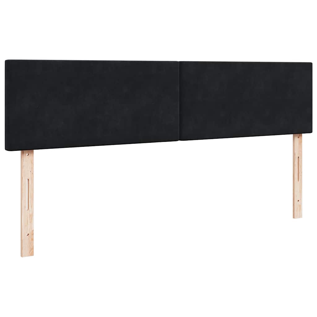 Struttura Letto Pouf con Materassi Nero 180x200 cm in Velluto