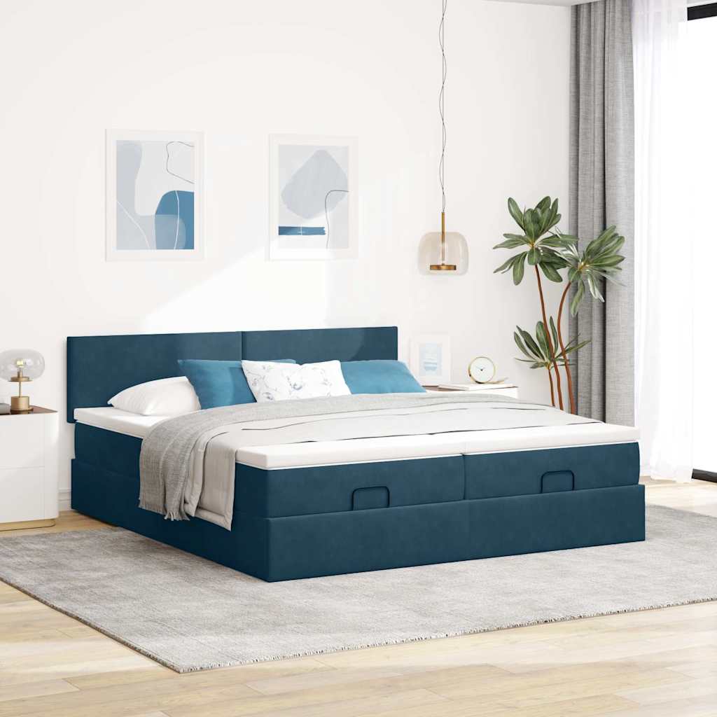 Struttura Letto Pouf con Materassi 180x200 cm Velluto