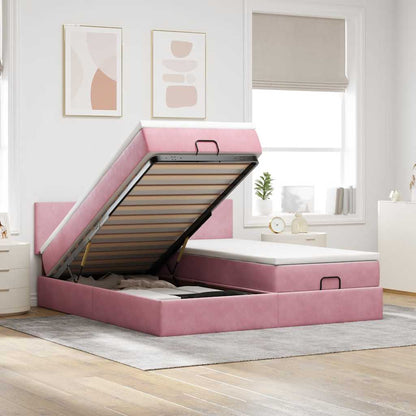 Struttura Letto Pouf con Materassi Rosa 180x200 cm Velluto | homemem39