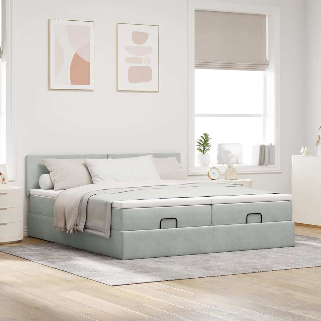 Struttura Letto Pouf con Materassi 200x200 cm Velluto