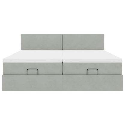 Struttura Letto Pouf con Materassi 200x200 cm Velluto - homemem39