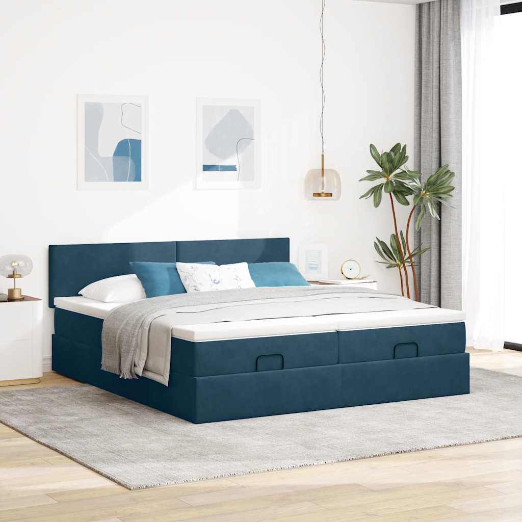 Struttura Letto Pouf con Materassi 200x200 cm Velluto | homemem39