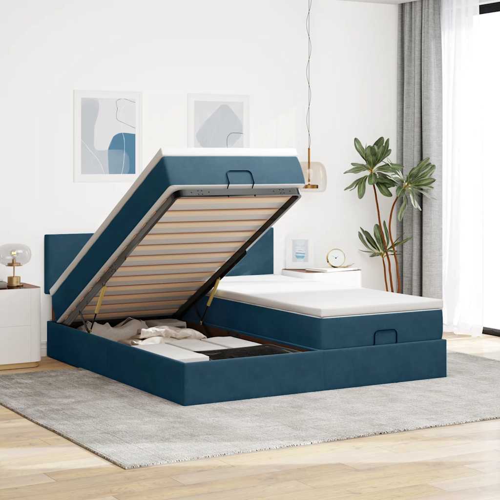 Struttura Letto Pouf con Materassi 200x200 cm Velluto | homemem39