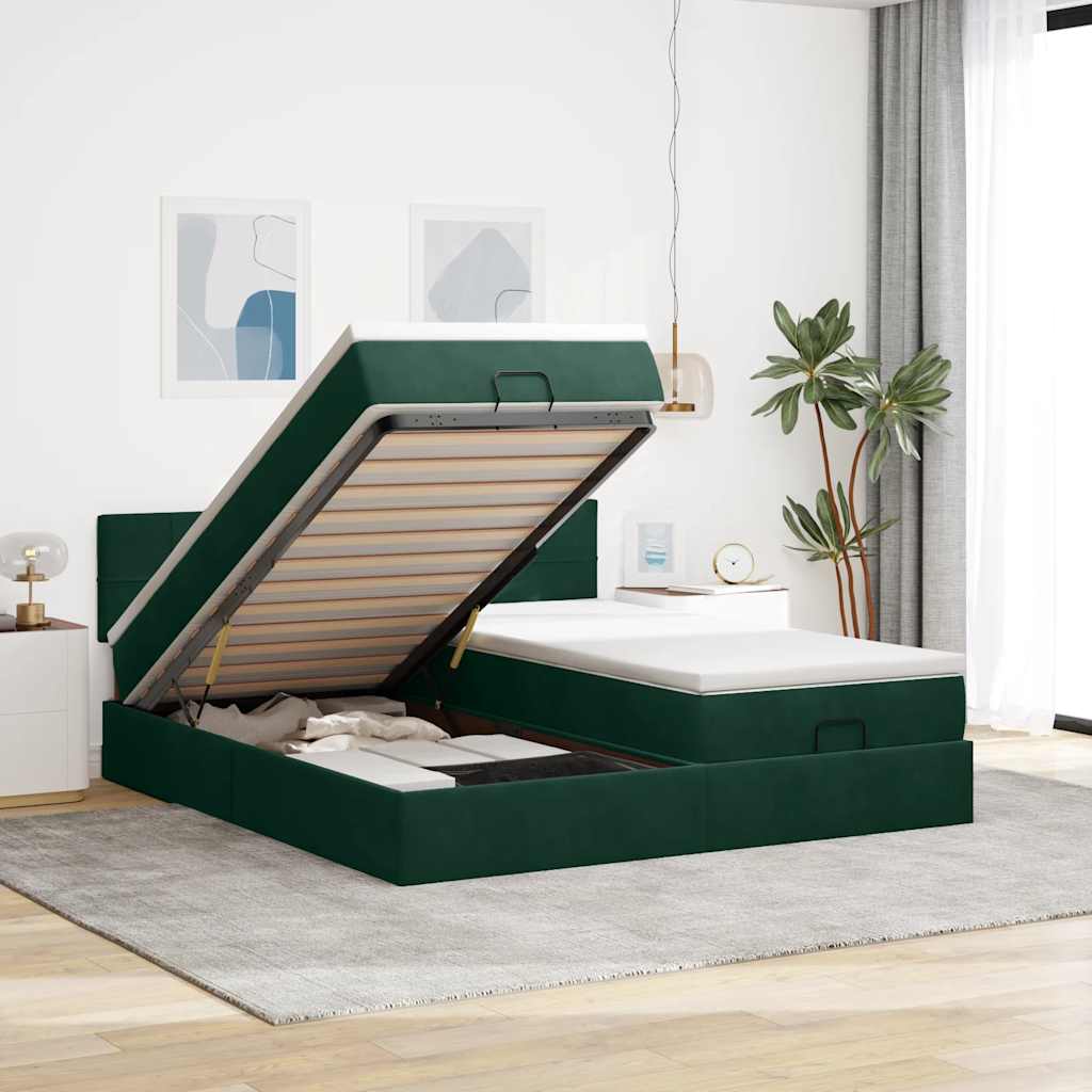 Struttura Letto Pouf con Materassi 160x200 cm Velluto | homemem39