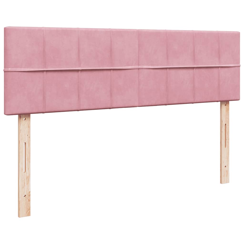 Struttura Letto Pouf con Materassi Rosa 160x200 cm Velluto