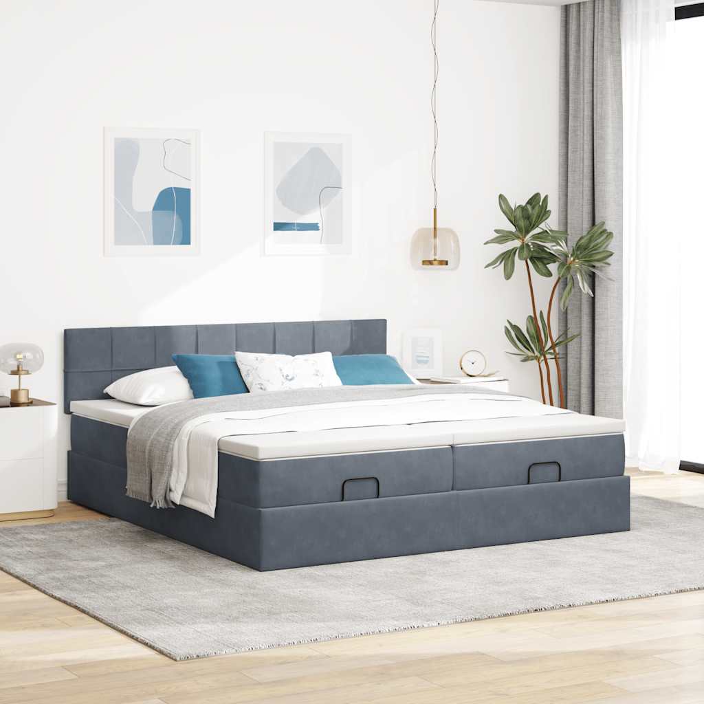 Struttura Letto Pouf con Materassi 180x200 cm Velluto | homemem39