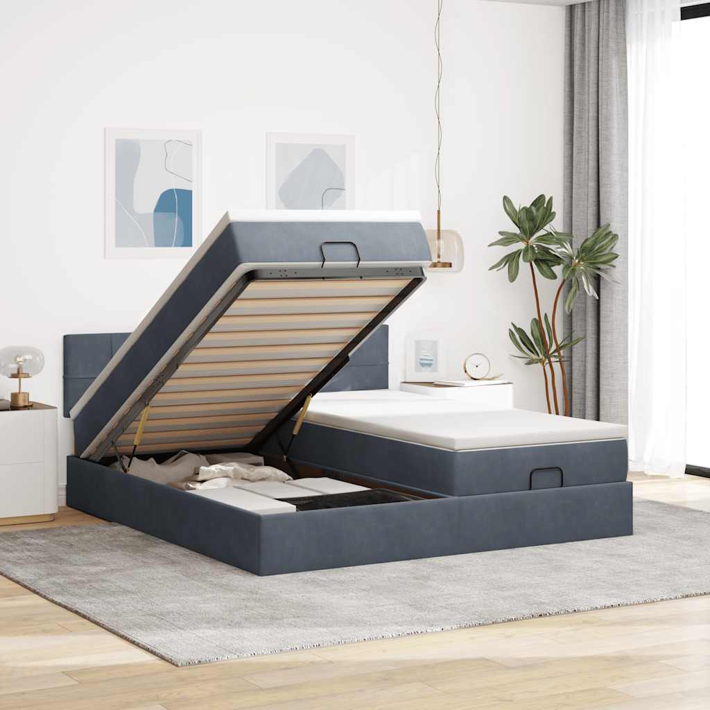 Struttura Letto Pouf con Materassi 180x200 cm Velluto | homemem39