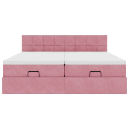 Struttura Letto Pouf con Materassi Rosa 180x200 cm Velluto | homemem39