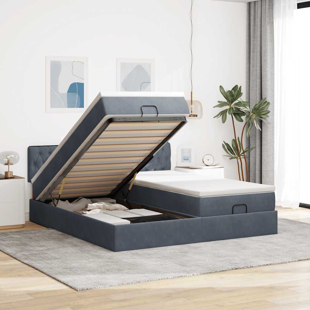 Struttura Letto Pouf con Materassi 180x200 cm Velluto | homemem39