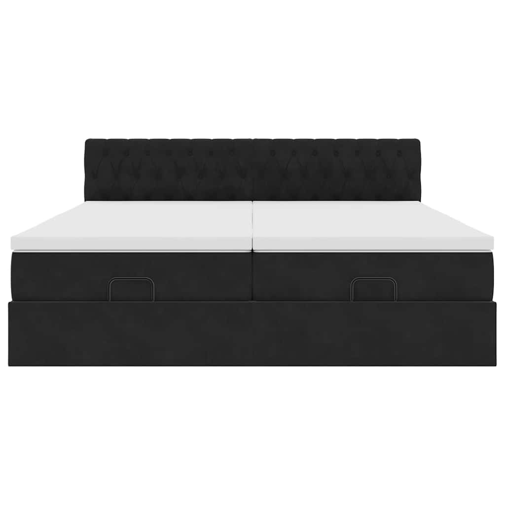 Struttura Letto Pouf con Materassi Nero 180x200 cm in Velluto | homemem39
