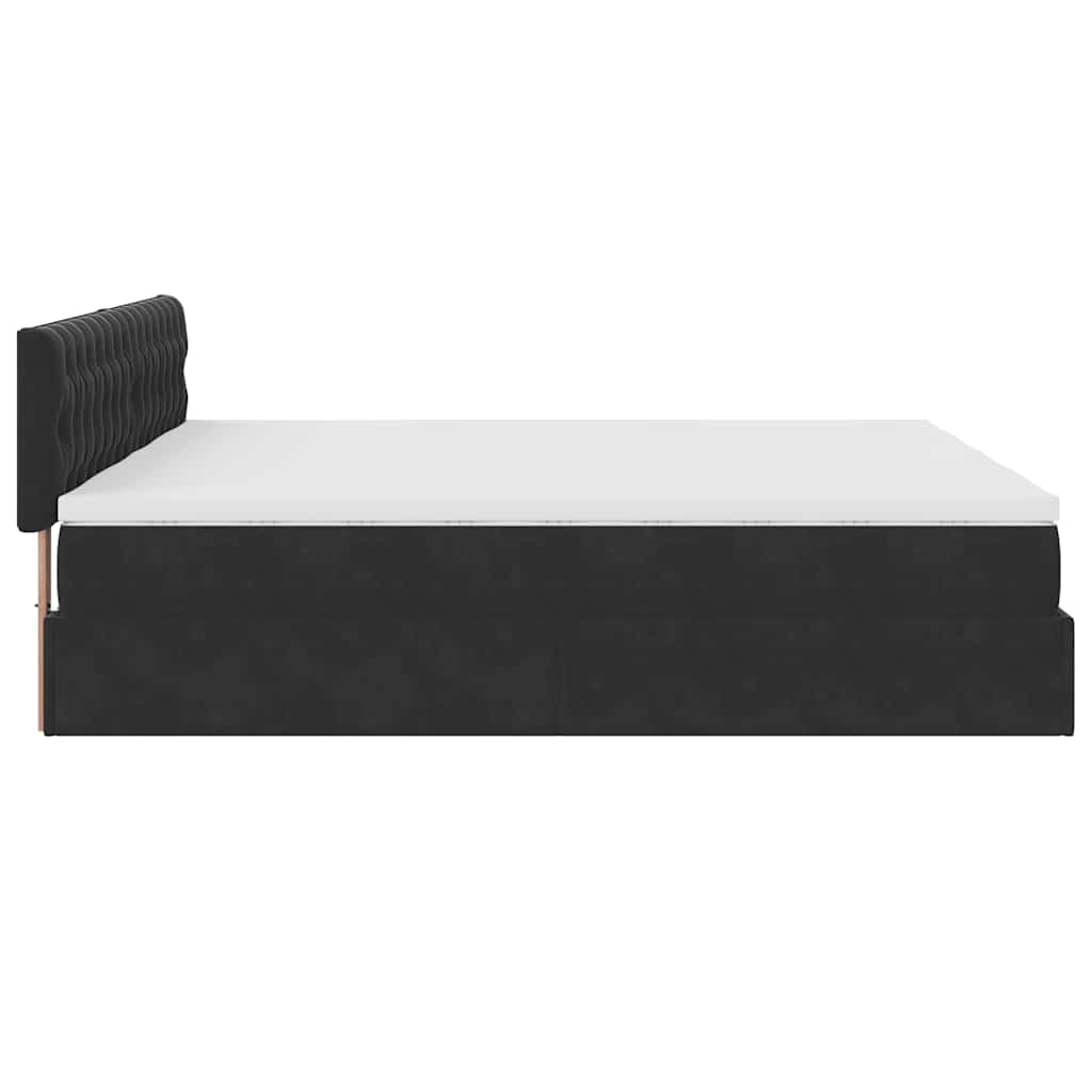 Struttura Letto Pouf con Materassi Nero 180x200 cm in Velluto | homemem39
