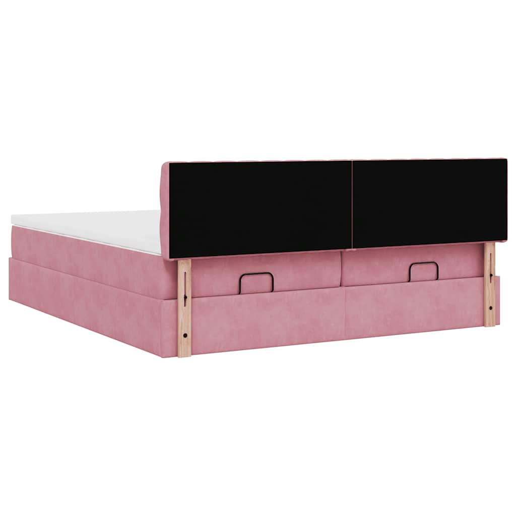 Struttura Letto Pouf con Materassi Rosa 180x200 cm Velluto | homemem39