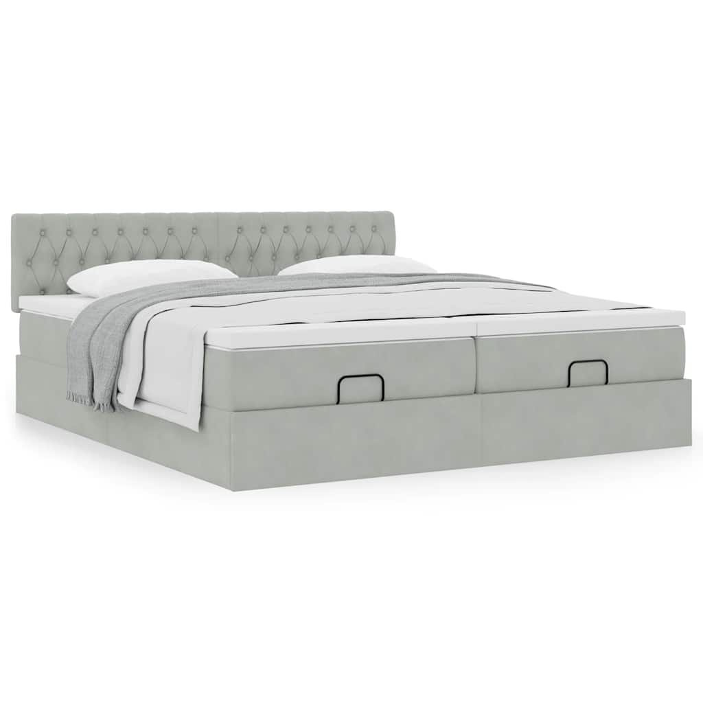 Struttura Letto Pouf con Materassi 200x200 cm Velluto