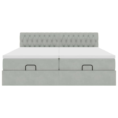 Struttura Letto Pouf con Materassi 200x200 cm Velluto - homemem39
