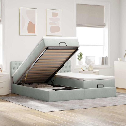 Struttura Letto Pouf con Materassi 200x200 cm Velluto