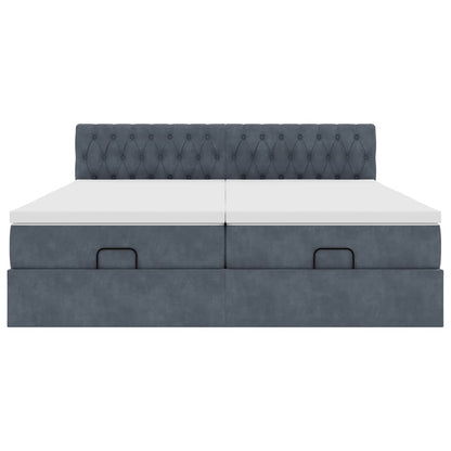 Struttura Letto Pouf con Materassi 200x200 cm Velluto