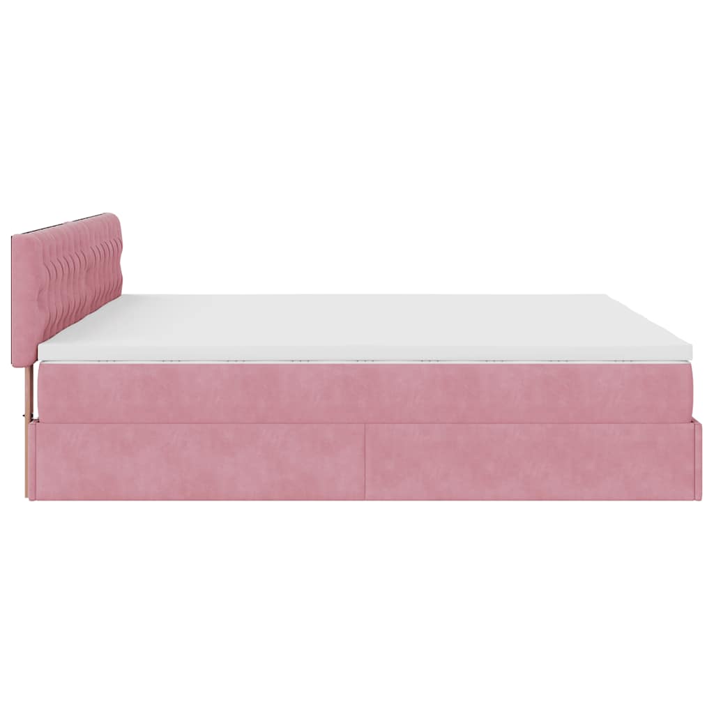 Struttura Letto Pouf con Materassi Rosa 200x200 cm Velluto - homemem39
