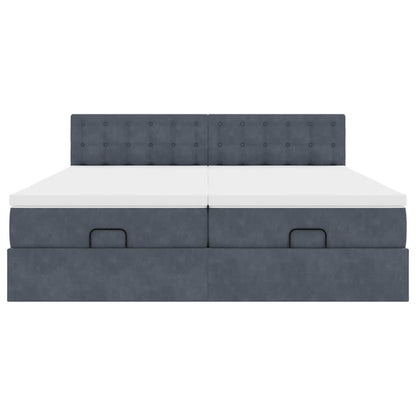 Struttura Letto Pouf con Materassi 160x200 cm in Velluto