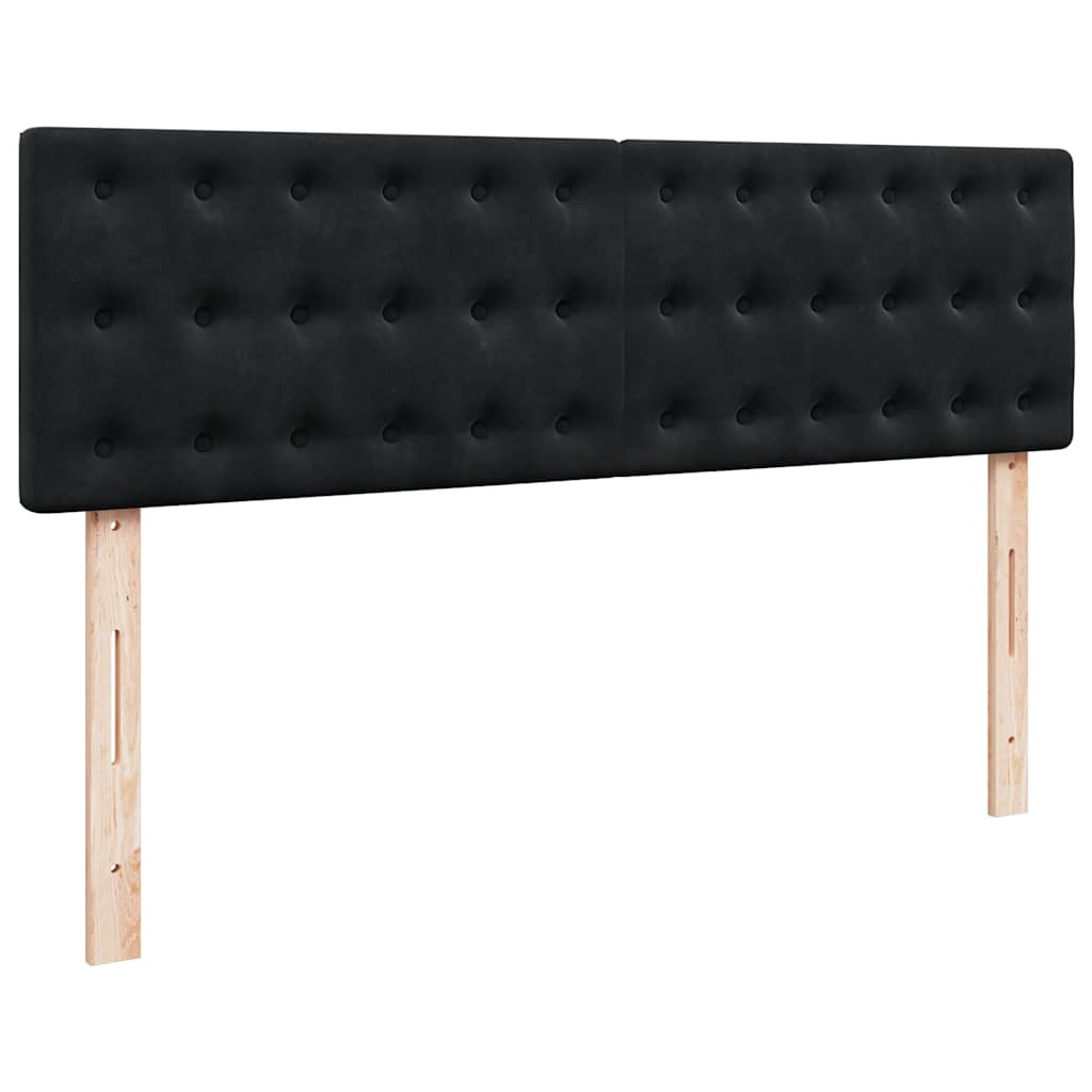 Struttura Letto Pouf con Materassi Nero 160x200 cm in Velluto