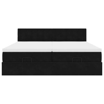 Struttura Letto Pouf con Materassi Nero 180x200 cm in Velluto - homemem39