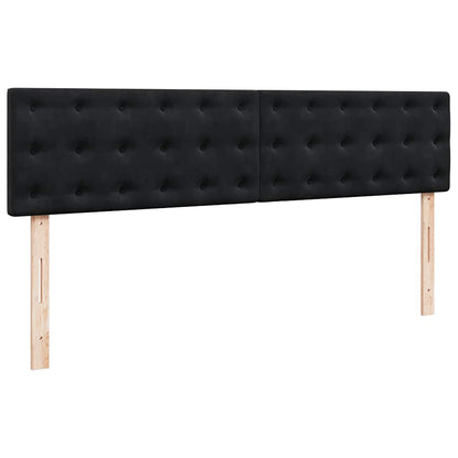 Struttura Letto Pouf con Materassi Nero 180x200 cm in Velluto