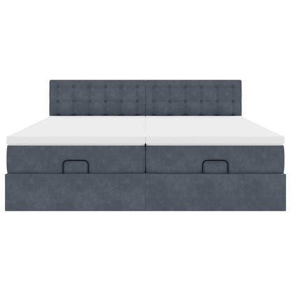 Struttura Letto Pouf con Materassi 200x200 cm Velluto