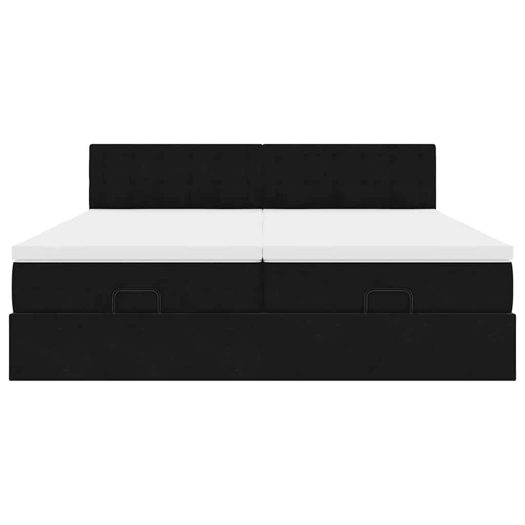 Struttura Letto Pouf con Materassi Nero 200x200 cm Velluto