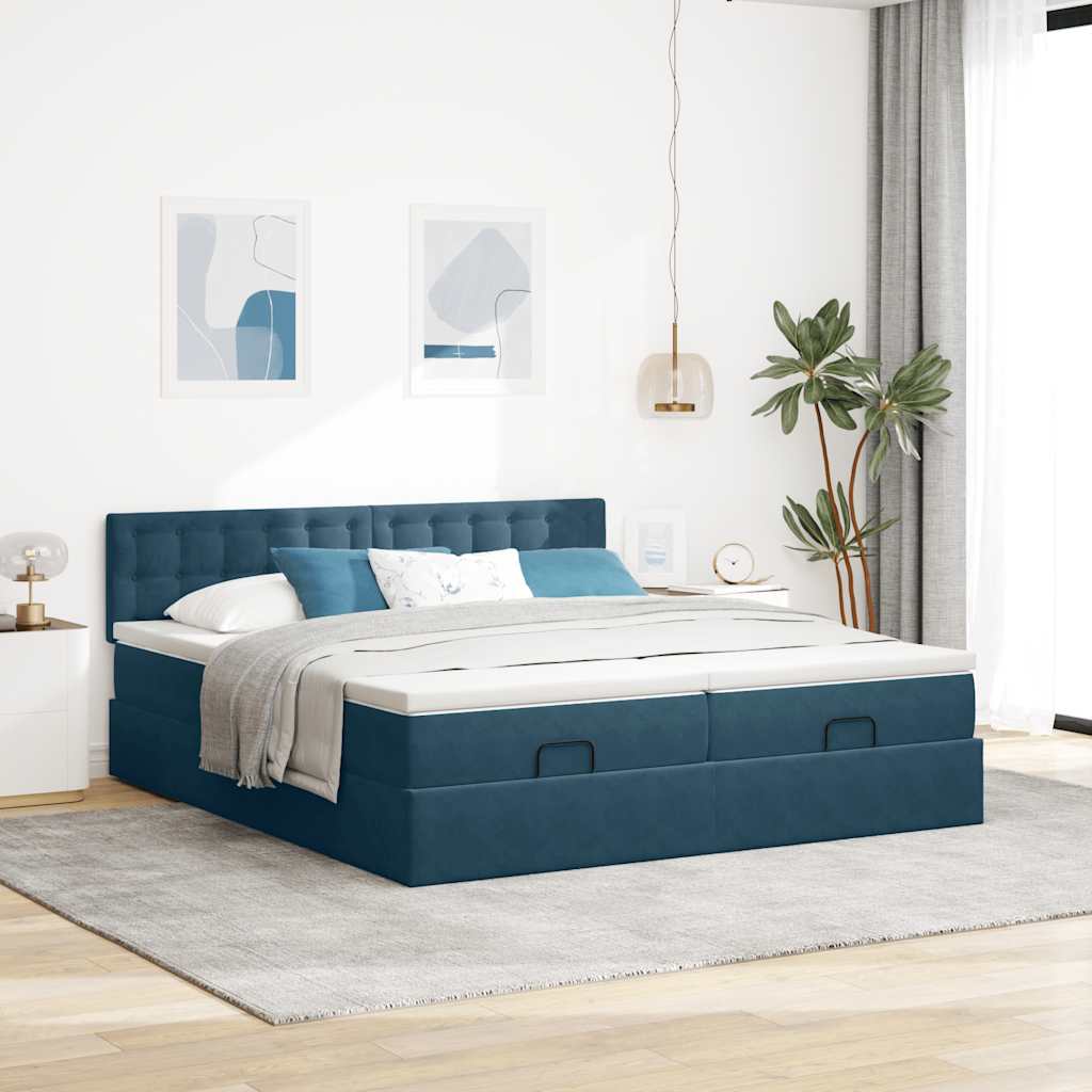 Struttura Letto Pouf con Materassi 200x200 cm Velluto | homemem39