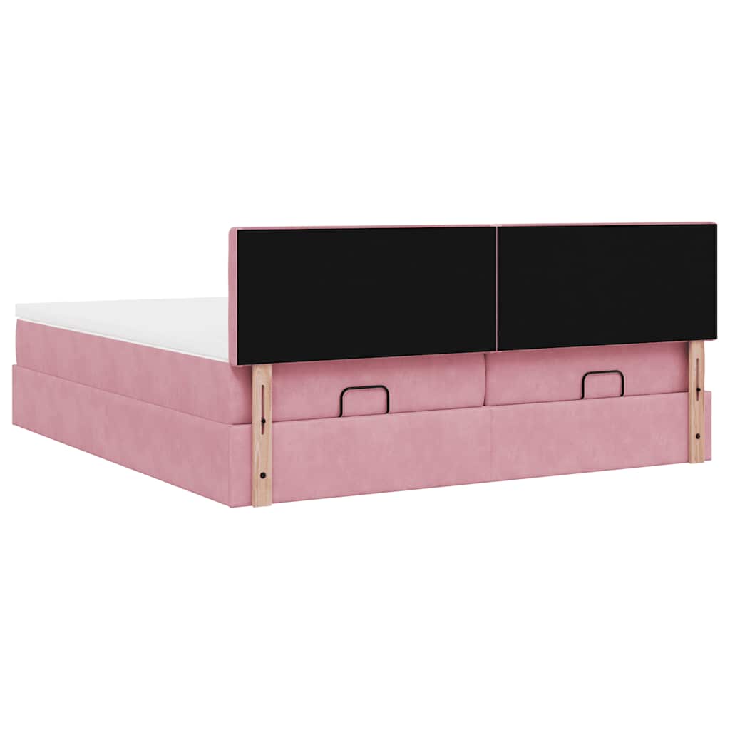 Struttura Letto Pouf con Materassi Rosa 200x200 cm Velluto - homemem39